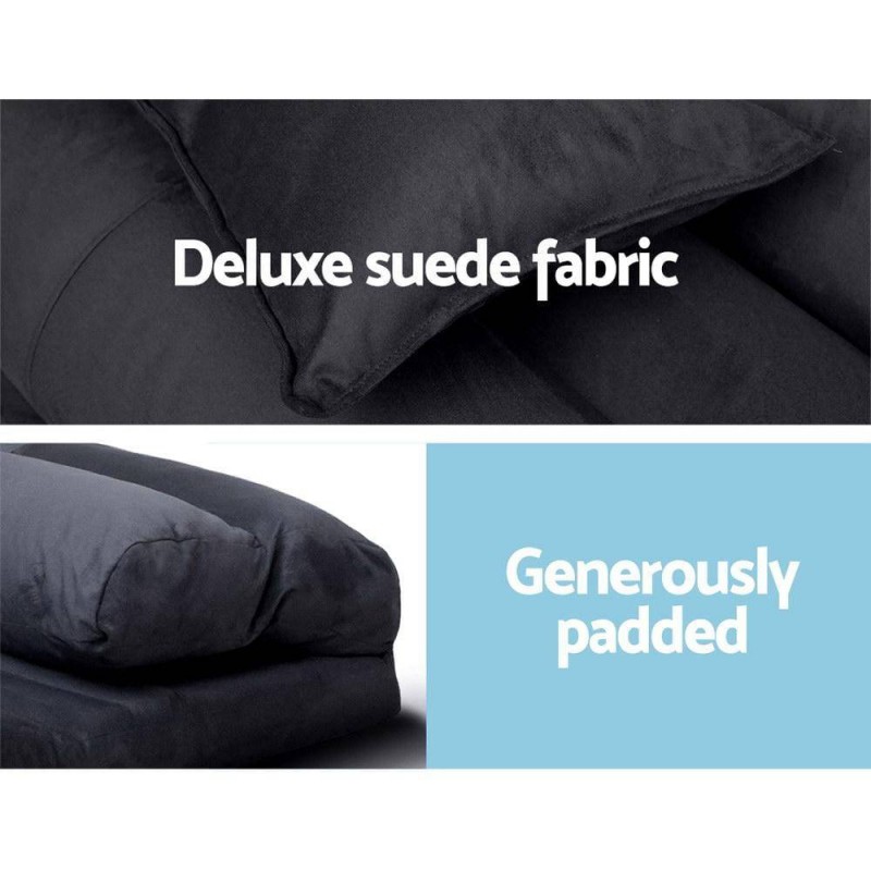 Artiss Floor Lounge Sofa Bed 2-seater Charcoal Suede Artiss Floor Lounge Sofa Bed 2-seater Charcoal Suede