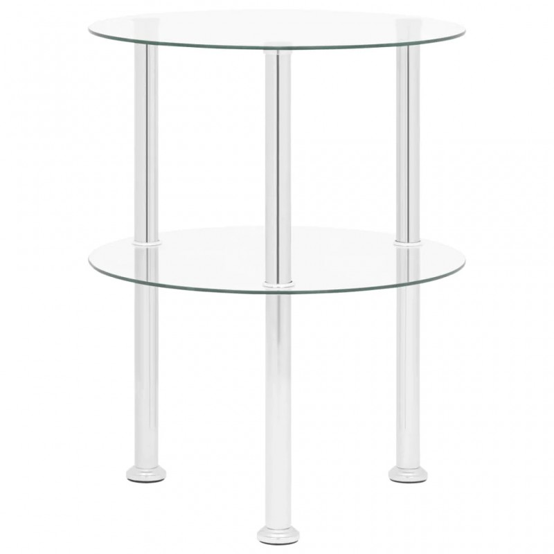 2-Tier Side Table Transparent 38 cm Tempered Glass 2-Tier Side Table Transparent 38 cm Tempered Glass