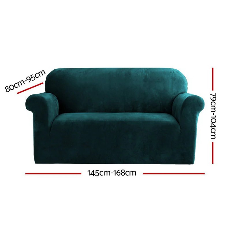 Artiss Sofa Cover Couch Covers 2 Seater Velvet Agate Green Artiss Sofa Cover Couch Covers 2 Seater Velvet Agate Green
