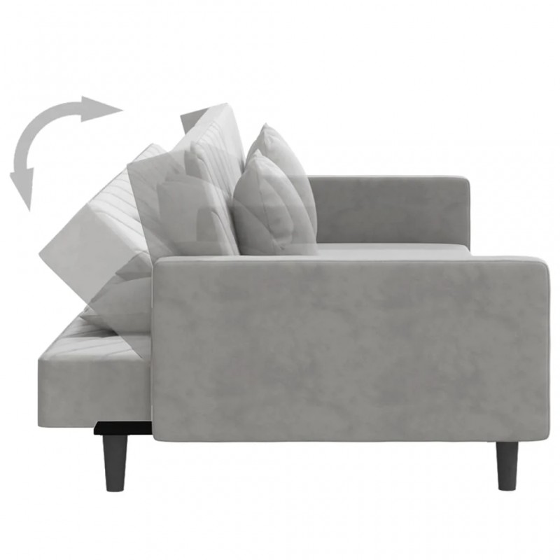 2-Seater Sofa Bed with Two Pillows Light Grey Velvet 2-Seater Sofa Bed with Two Pillows Light Grey Velvet