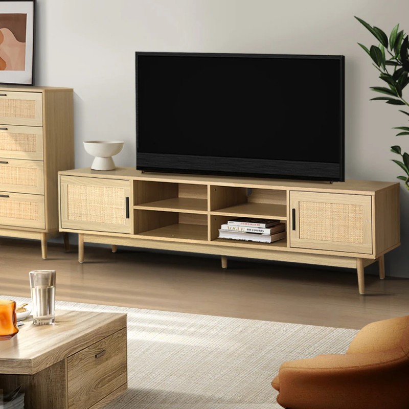 Artiss TV Cabinet Entertainment Unit 180cm Rattan Cole Artiss TV Cabinet Entertainment Unit 180cm Rattan Cole