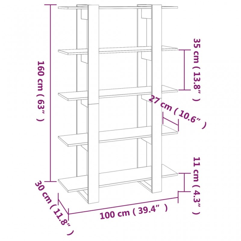 Book Cabinet/Room Divider Grey Sonoma 100x30x160 cm Book Cabinet/Room Divider Grey Sonoma 100x30x160 cm