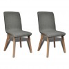 Dining Chairs 2 pcs Light Grey Fabric and Solid Oak Wood