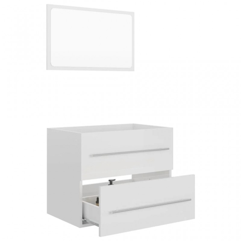 2 Piece Bathroom Furniture Set High Gloss White Engineered Wood 2 Piece Bathroom Furniture Set High Gloss White Engineered Wood