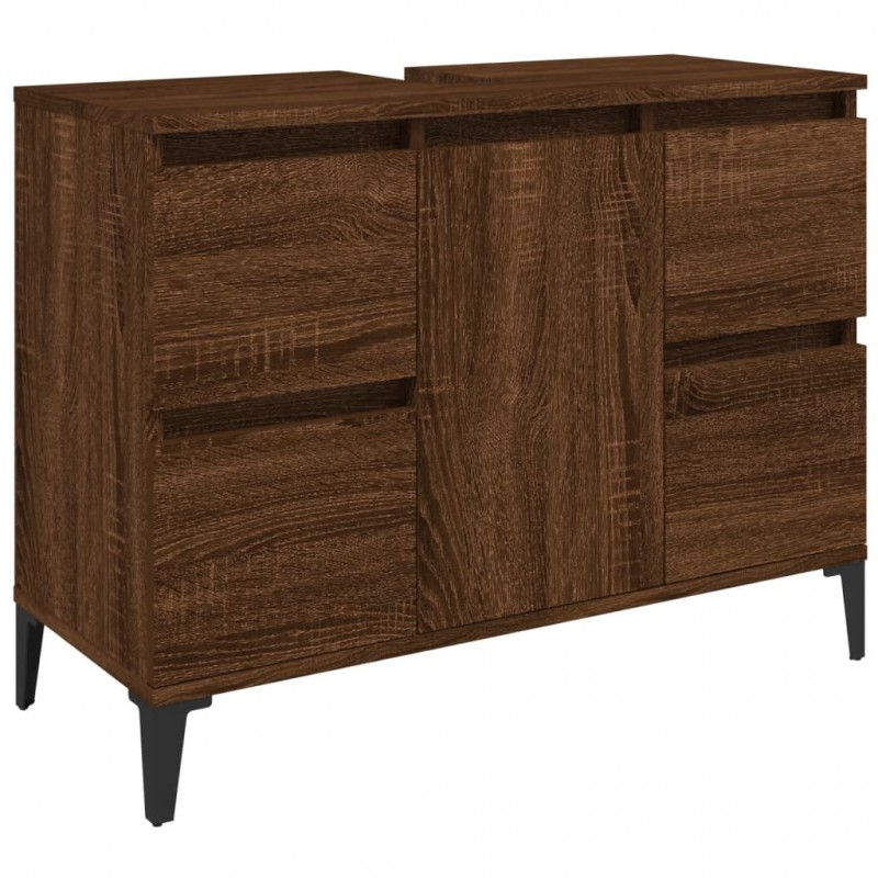 Sink Cabinet Brown Oak 80x33x60 cm Engineered Wood Sink Cabinet Brown Oak 80x33x60 cm Engineered Wood