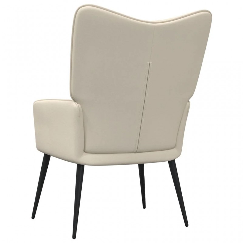 Relaxing Chair with a Stool Cream Fabric Relaxing Chair with a Stool Cream Fabric