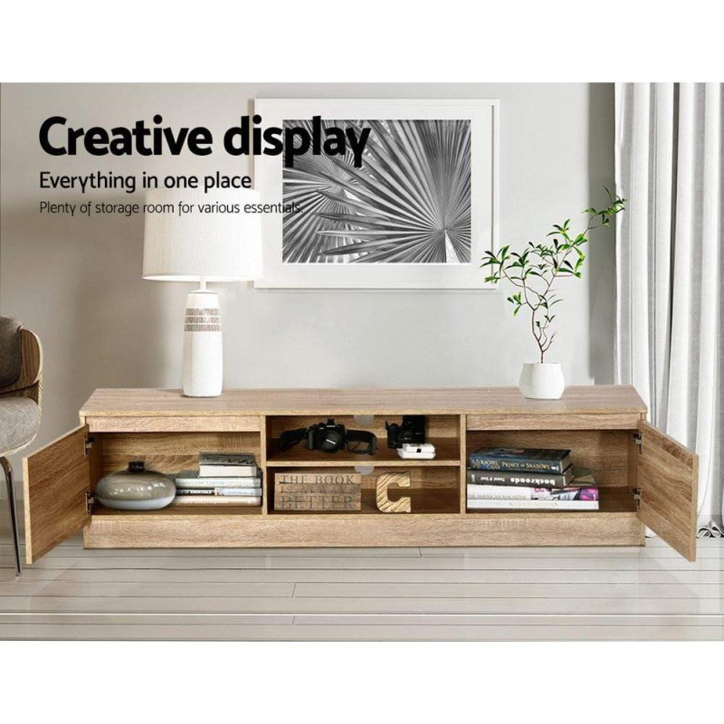 Artiss TV Cabinet Entertainment Unit 160cm Pine Charles Artiss TV Cabinet Entertainment Unit 160cm Pine Charles