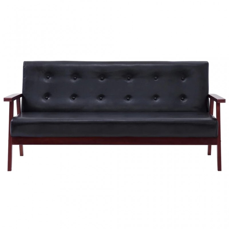 Sofa Set 2 Piece Black Faux Leather Sofa Set 2 Piece Black Faux Leather