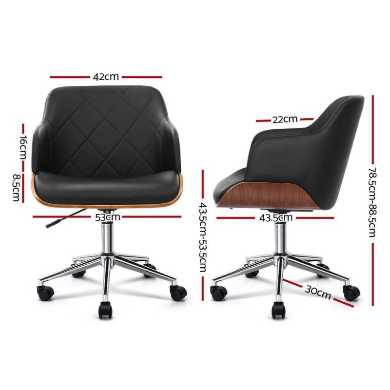 Artiss Wooden Office Chair Fabric Seat Black Artiss Wooden Office Chair Fabric Seat Black