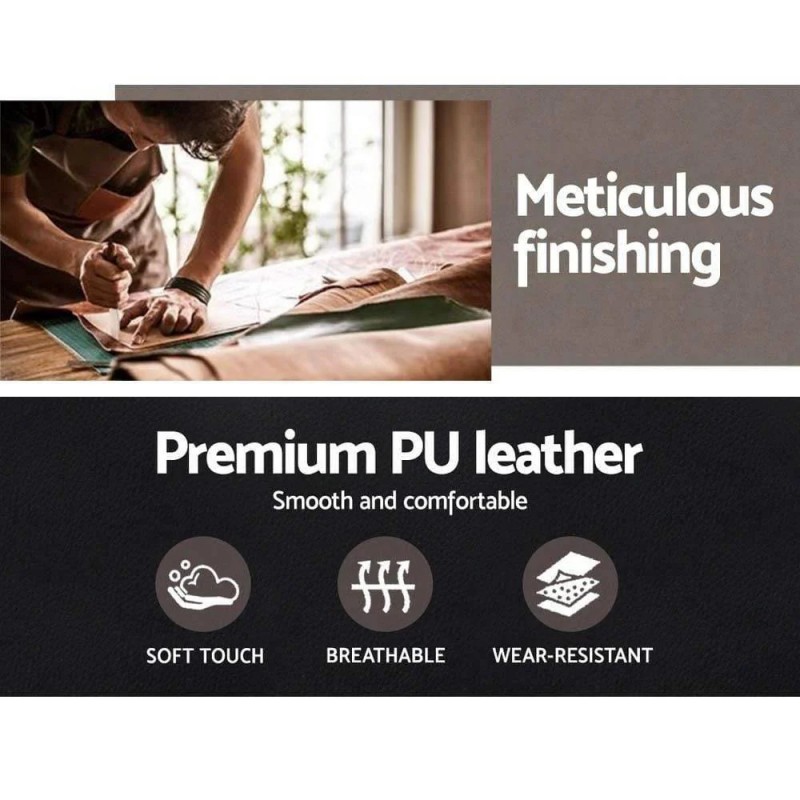 Artiss Wooden Office Chair Leather Seat Black Artiss Wooden Office Chair Leather Seat Black