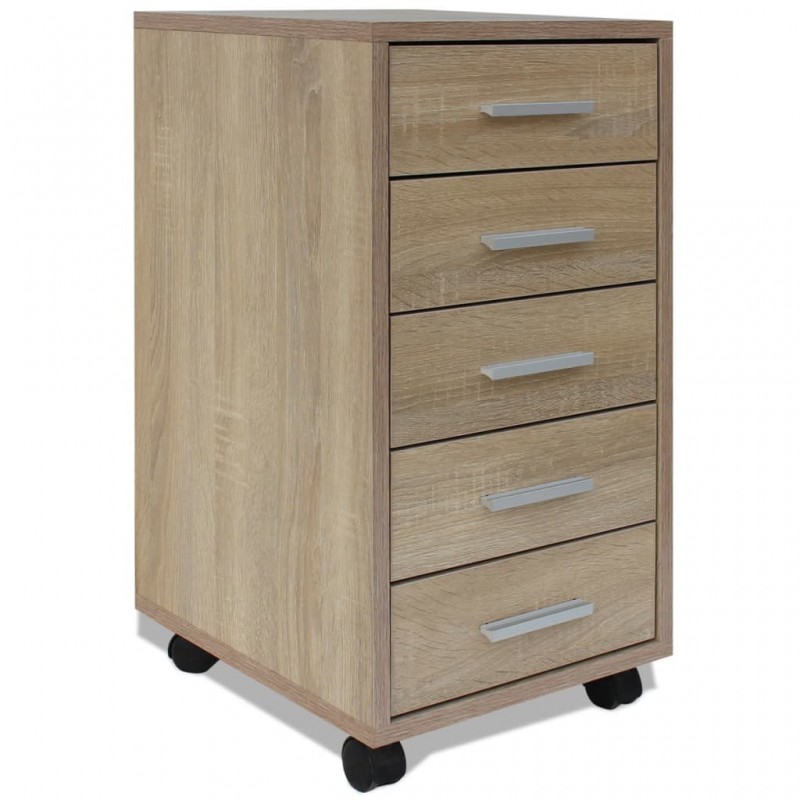 Office Drawer Unit with Castors 5 Drawers Oak Office Drawer Unit with Castors 5 Drawers Oak
