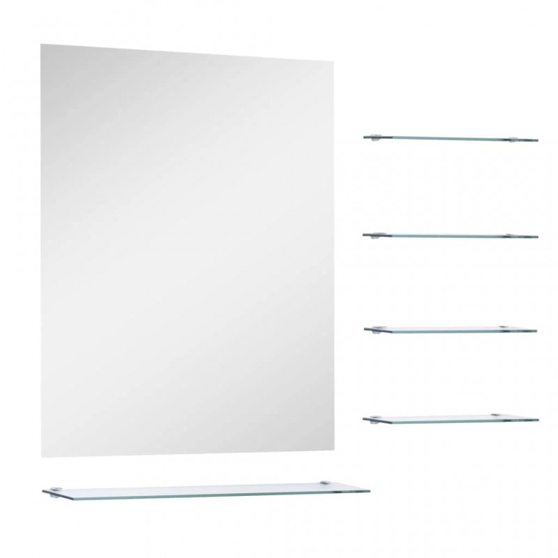 Wall Mirror with 5 Shelves Silver 50x60 cm Wall Mirror with 5 Shelves Silver 50x60 cm