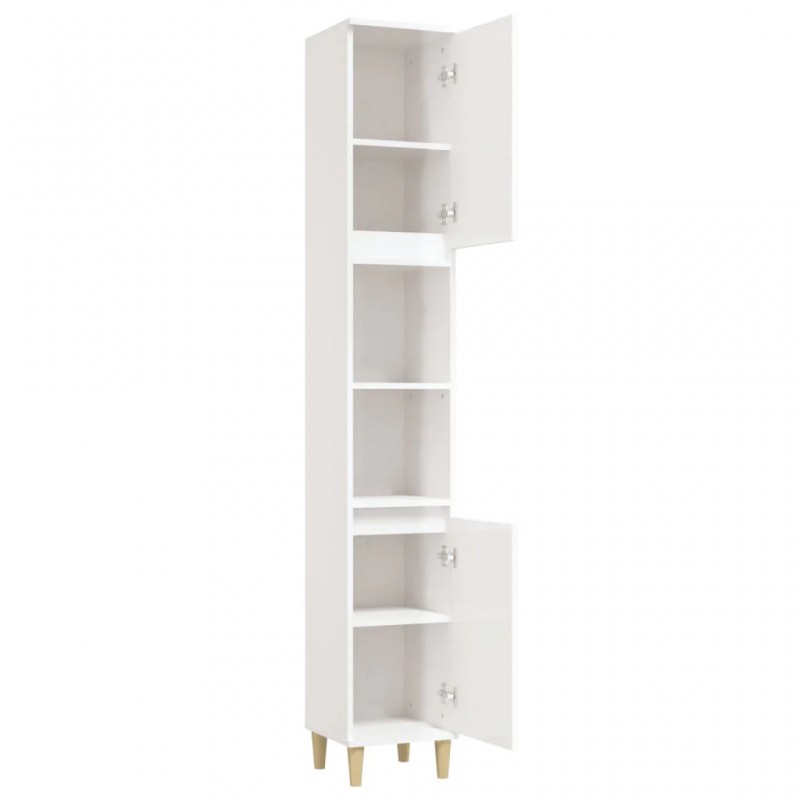 Bathroom Cabinet High Gloss White 30x30x190 cm Engineered Wood Bathroom Cabinet High Gloss White 30x30x190 cm Engineered Wood