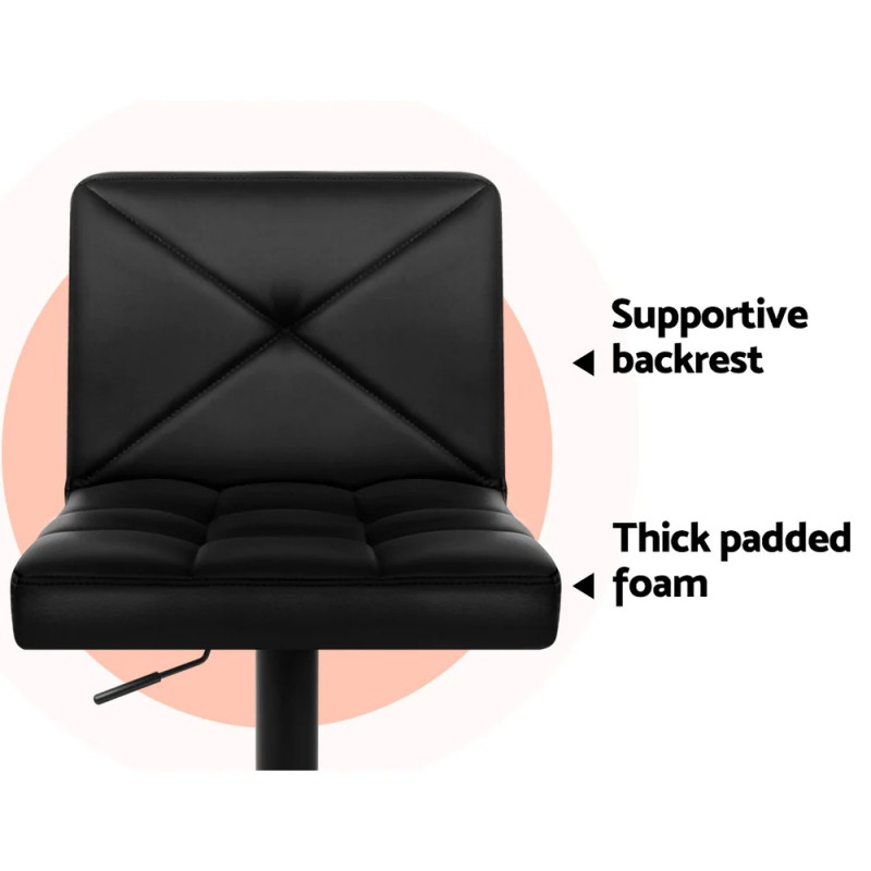 Artiss 4x Bar Stools Gas Lift Leather Chair Black Artiss 4x Bar Stools Gas Lift Leather Chair Black