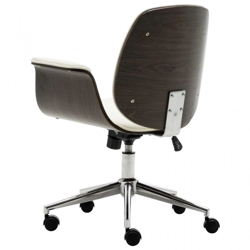 Office Chair White Bent Wood and Faux Leather Office Chair White Bent Wood and Faux Leather