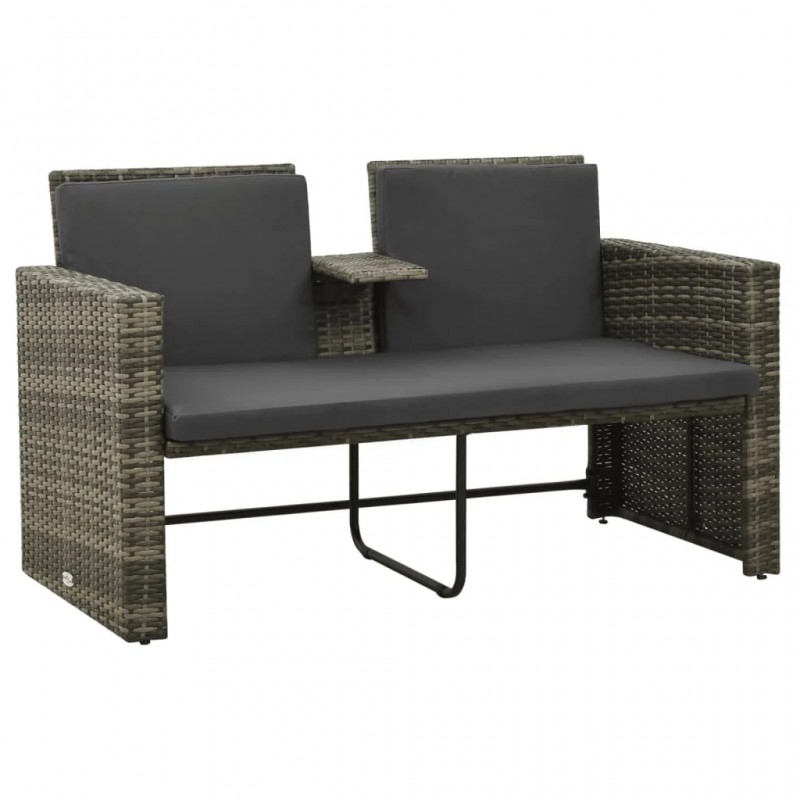 3 Piece Garden Lounge Set with Cushions Poly Rattan Grey 3 Piece Garden Lounge Set with Cushions Poly Rattan Grey