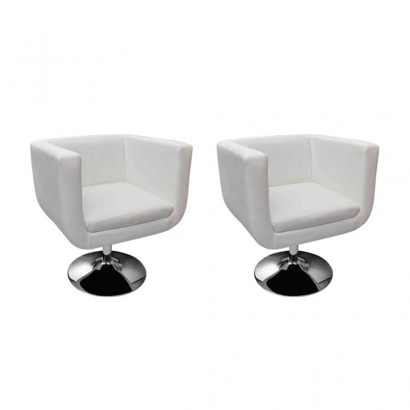 Bar Chairs 2 pcs White Faux Leather