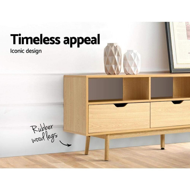 Artiss Wooden Scandinavian Entertainment Unit Natural Artiss Wooden Scandinavian Entertainment Unit Natural