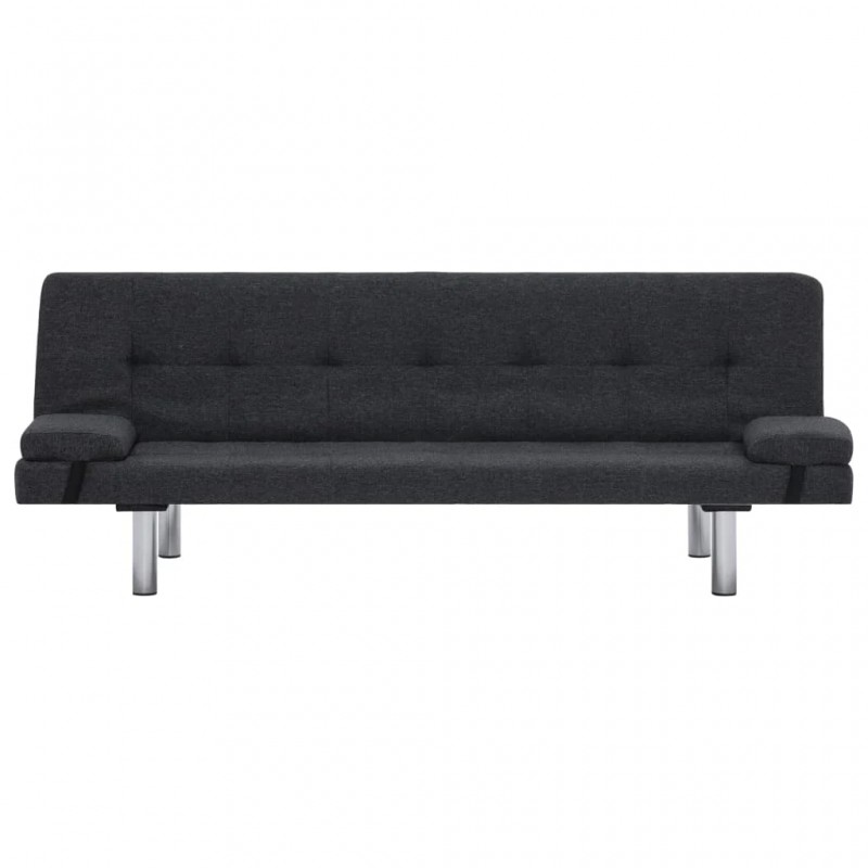 Sofa Bed with Two Pillows Dark Grey Polyester Sofa Bed with Two Pillows Dark Grey Polyester