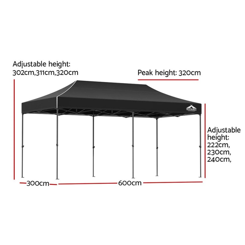 Instahut Gazebo Pop Up Marquee 3x6m Folding Tent Wedding Outdoor Camping Canopy Gazebos Shade Black Instahut Gazebo Pop Up Marquee 3x6m Folding Tent Wedding Outdoor Camping Canopy Gazebos Shade Black