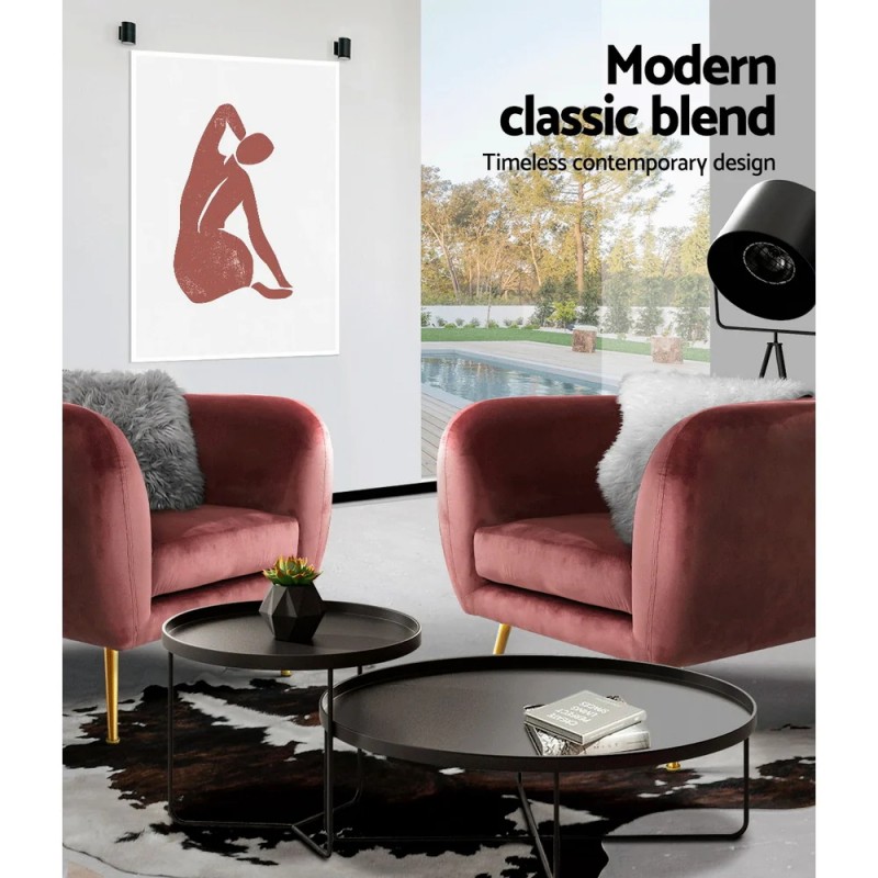 Artiss Armchair Lounge Sofa Arm Chair Accent Chairs Armchairs Couch Velvet Pink Artiss Armchair Lounge Sofa Arm Chair Accent Chairs Armchairs Couch Velvet Pink