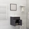 2 Piece Bathroom Furniture Set Grey Chipboard