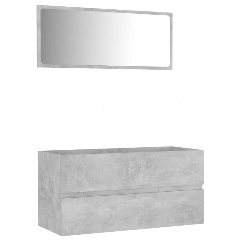 2 Piece Bathroom Furniture Set Concrete Grey Engineered Wood 2 Piece Bathroom Furniture Set Concrete Grey Engineered Wood