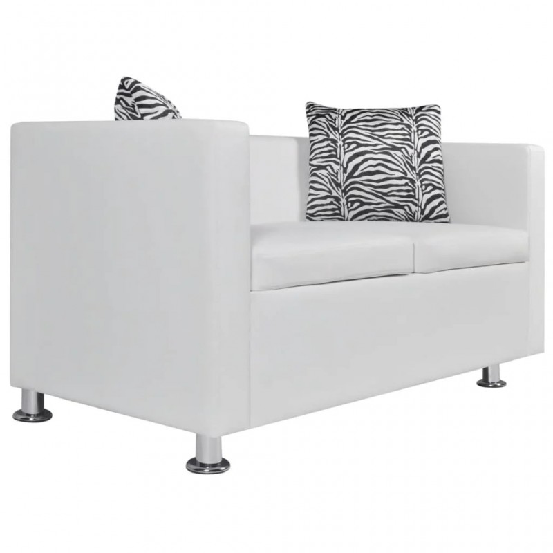 Sofa 2-Seater Artificial Leather White Sofa 2-Seater Artificial Leather White