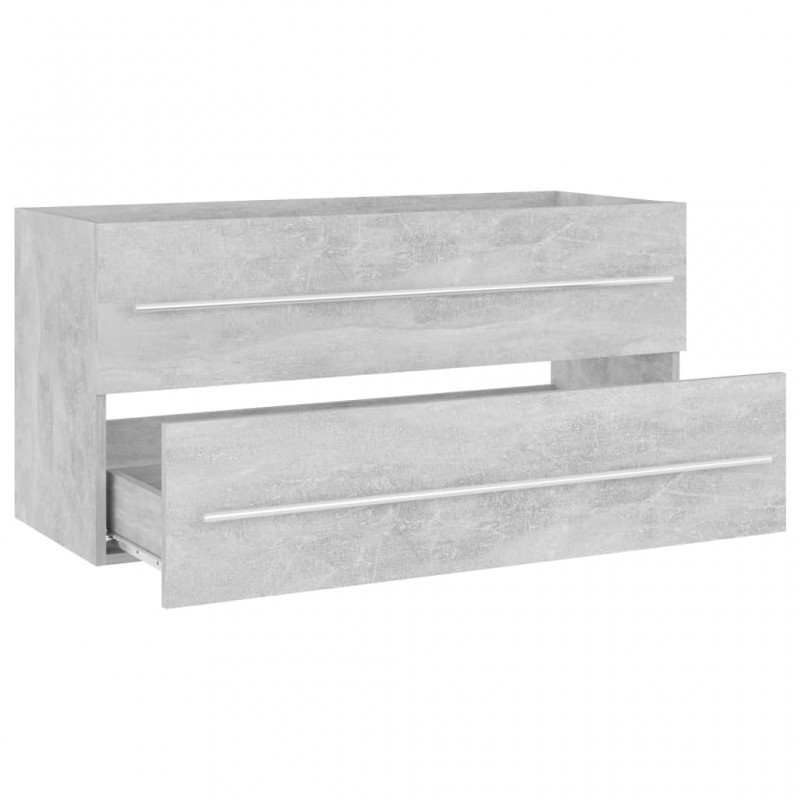 2 Piece Bathroom Furniture Set Concrete Grey Engineered Wood 2 Piece Bathroom Furniture Set Concrete Grey Engineered Wood