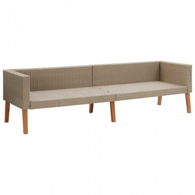 3-Seater Garden Sofa with Cushions Poly Rattan Beige 3-Seater Garden Sofa with Cushions Poly Rattan Beige