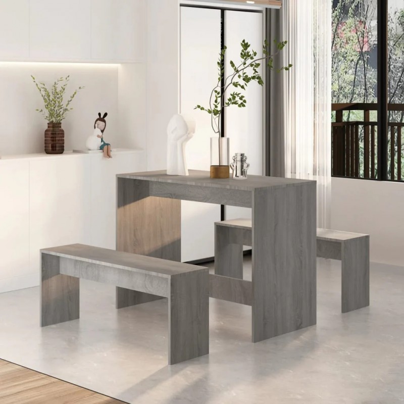 3 Piece Dining Set Grey Sonoma Engineered Wood 3 Piece Dining Set Grey Sonoma Engineered Wood