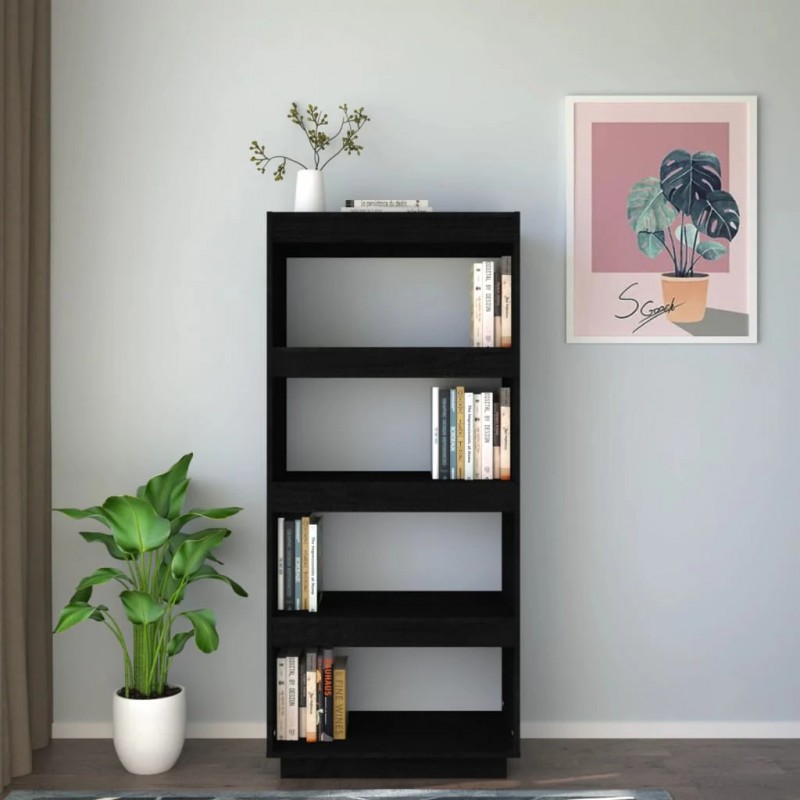 Book Cabinet/Room Divider Black 60x35x135 cm Solid Pinewood Book Cabinet/Room Divider Black 60x35x135 cm Solid Pinewood
