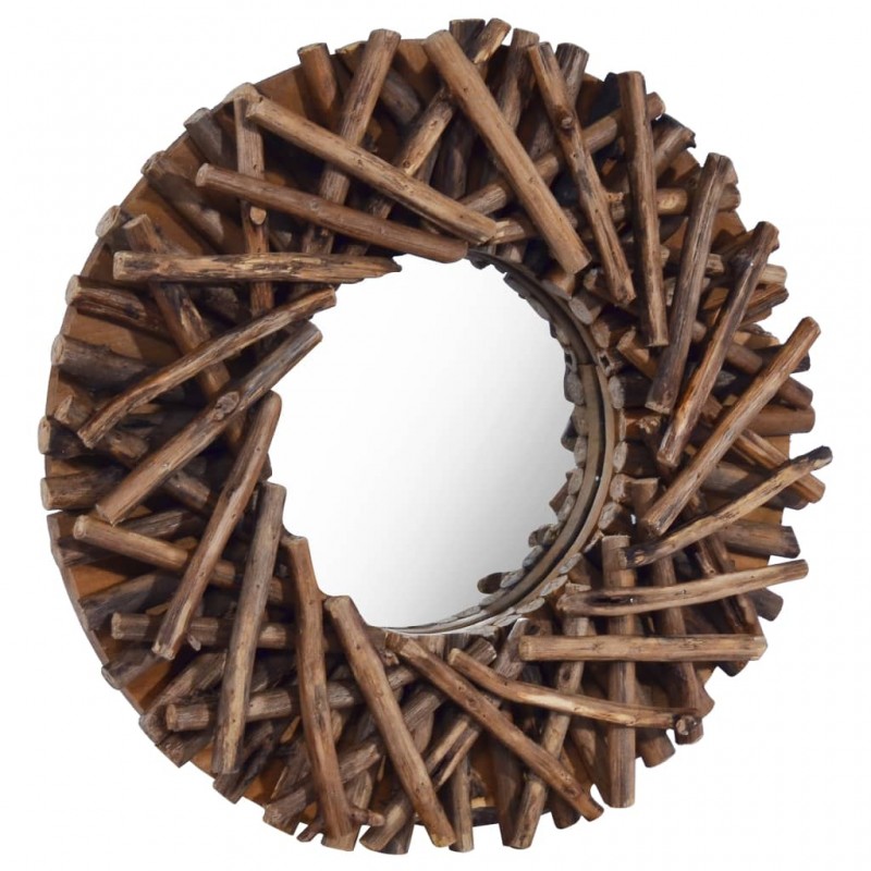 Wall Mirror 40 cm Teak Round Wall Mirror 40 cm Teak Round