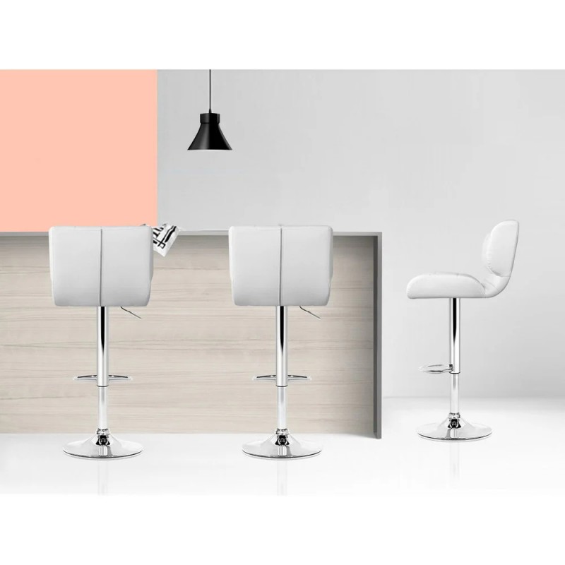 Artiss 4x Bar Stools Gas Lift Leather Padded White Artiss 4x Bar Stools Gas Lift Leather Padded White