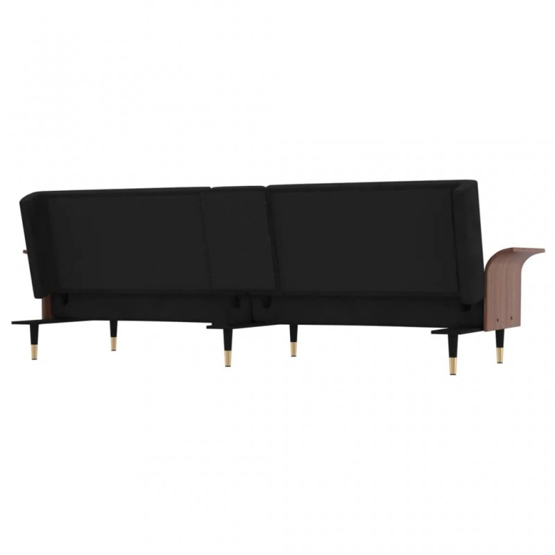 Sofa Bed with Cup Holders Black Velvet Sofa Bed with Cup Holders Black Velvet