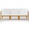 3-Seater Garden Sofa with Cushion Solid Acacia Wood