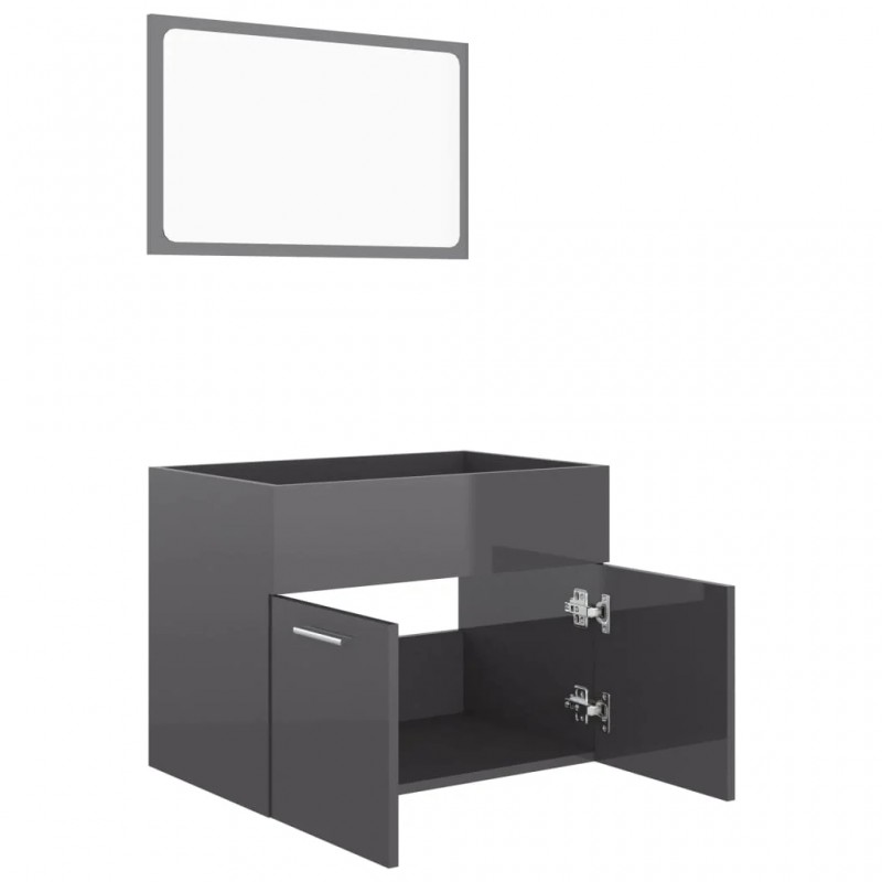 2 Piece Bathroom Furniture Set High Gloss Grey Engineered Wood 2 Piece Bathroom Furniture Set High Gloss Grey Engineered Wood