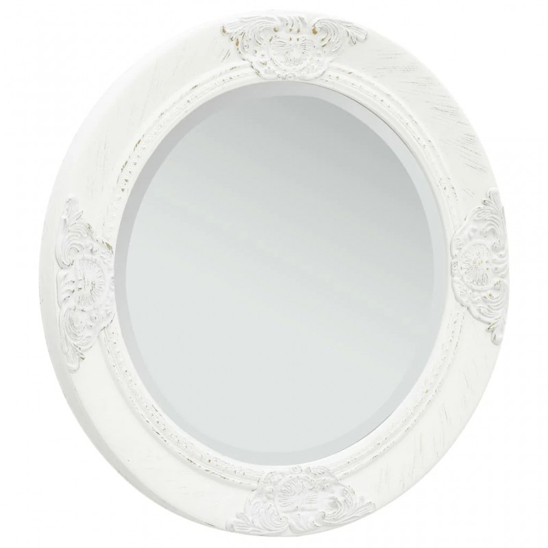 Wall Mirror Baroque Style 50 cm White Wall Mirror Baroque Style 50 cm White