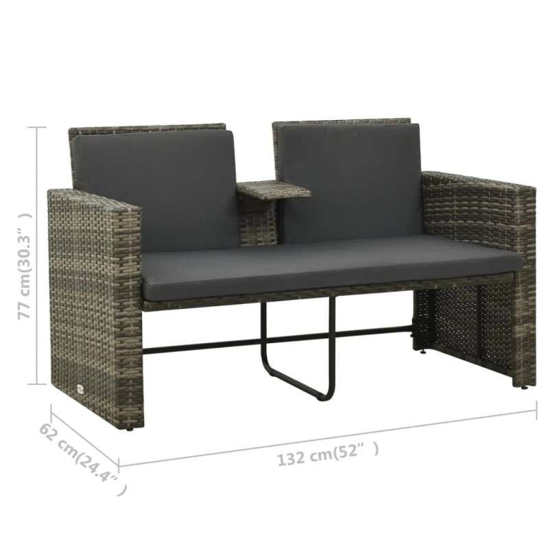 3 Piece Garden Lounge Set with Cushions Poly Rattan Grey 3 Piece Garden Lounge Set with Cushions Poly Rattan Grey