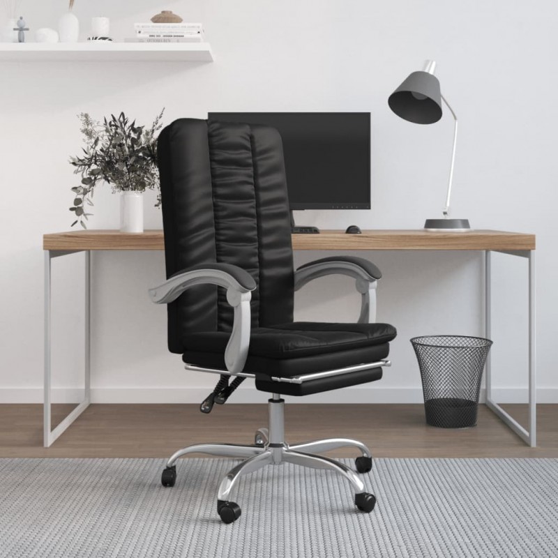 Reclining Office Chair Black Faux Leather Reclining Office Chair Black Faux Leather