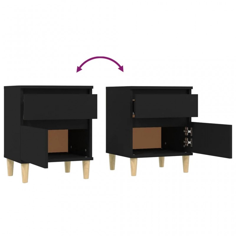 Bedside Cabinets 2 pcs Black 40x35x50 cm Bedside Cabinets 2 pcs Black 40x35x50 cm