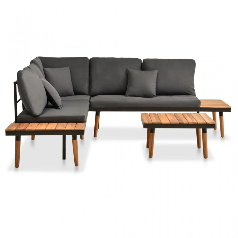 4 Piece Garden Lounge Set with Cushions Solid Acacia Wood 4 Piece Garden Lounge Set with Cushions Solid Acacia Wood