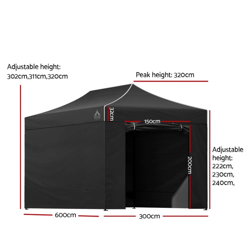 Instahut Gazebo 3x6 Pop Up Marquee Folding Tent Wedding Gazebos Camping Outdoor Shade Canopy Black Instahut Gazebo 3x6 Pop Up Marquee Folding Tent Wedding Gazebos Camping Outdoor Shade Canopy Black