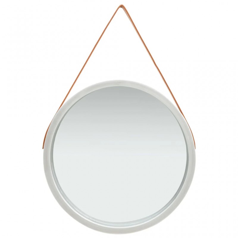 Wall Mirror with Strap 60 cm Silver