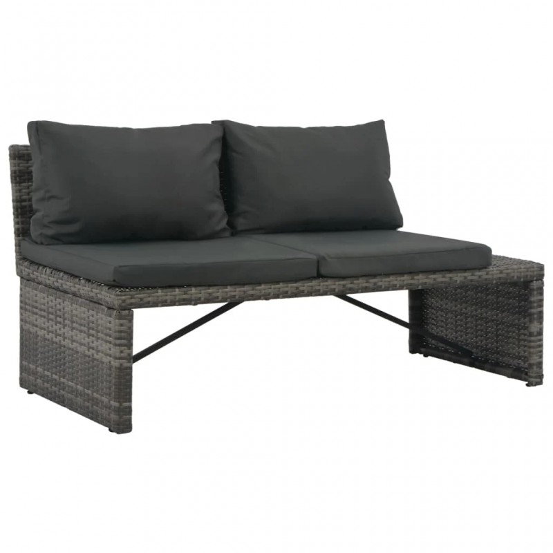 3 Piece Garden Lounge Set with Cushions Poly Rattan Grey 3 Piece Garden Lounge Set with Cushions Poly Rattan Grey