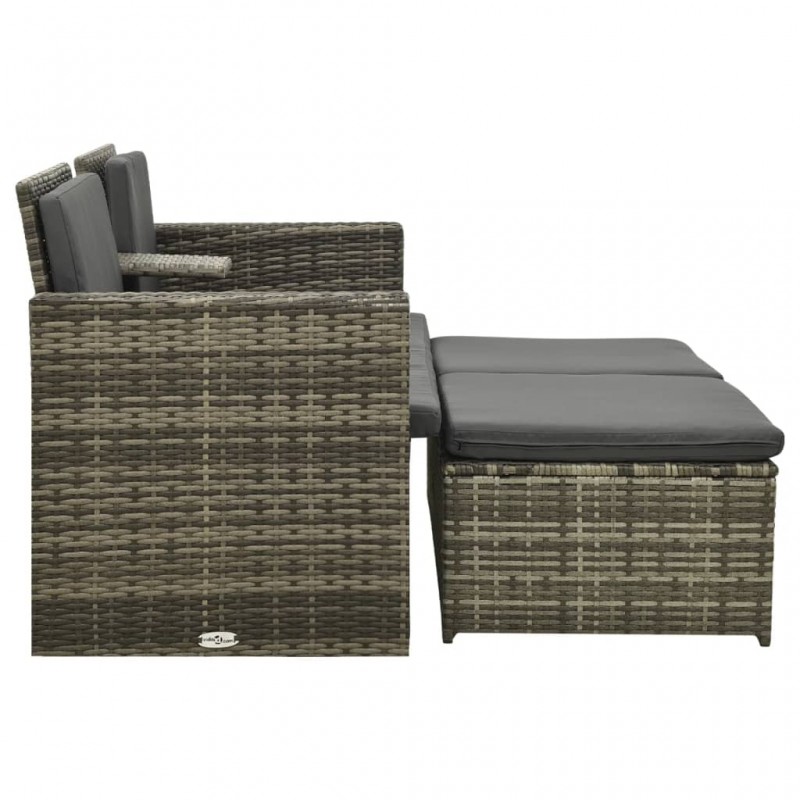 3 Piece Garden Lounge Set with Cushions Poly Rattan Grey 3 Piece Garden Lounge Set with Cushions Poly Rattan Grey