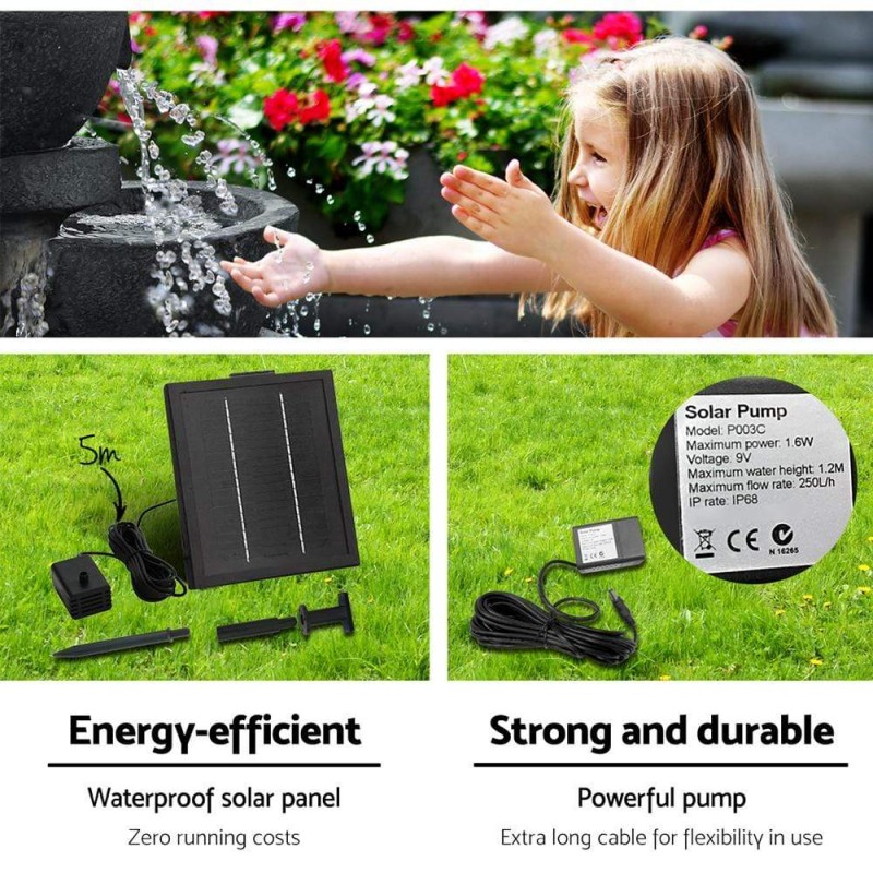 Gardeon Solar Water Feature with LED Lights 4-Tier Blue 72cm Gardeon Solar Water Feature with LED Lights 4-Tier Blue 72cm