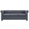 3-Seater Chesterfield Sofa Artificial Suede Leather Grey