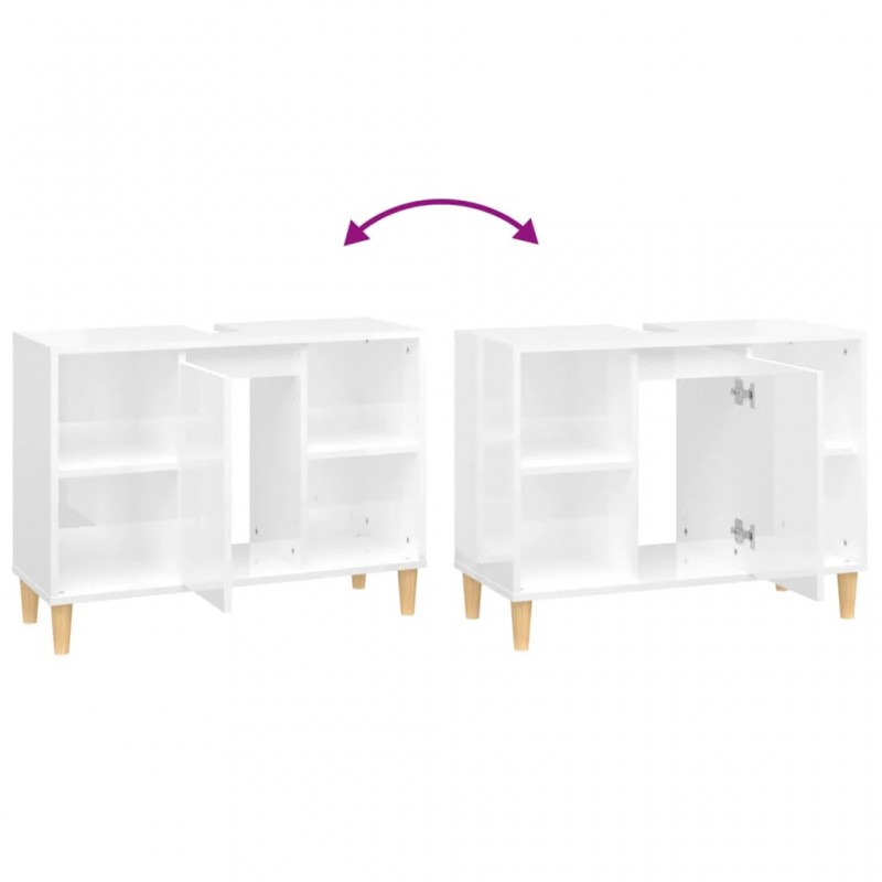 Sink Cabinet High Gloss White 80x33x60 cm Engineered Wood Sink Cabinet High Gloss White 80x33x60 cm Engineered Wood