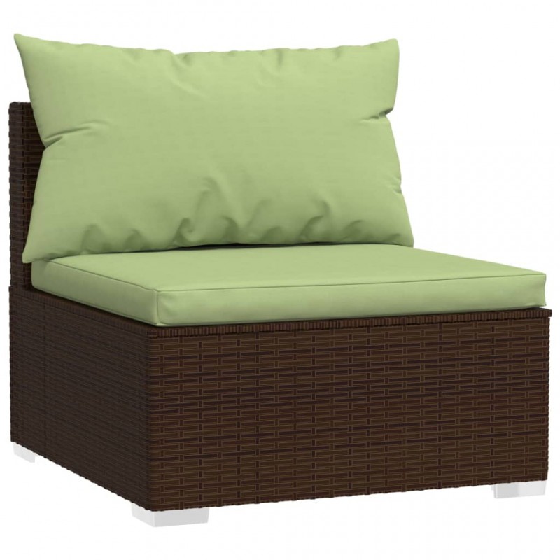 3-Seater Sofa with Cushions Brown Poly Rattan 3-Seater Sofa with Cushions Brown Poly Rattan